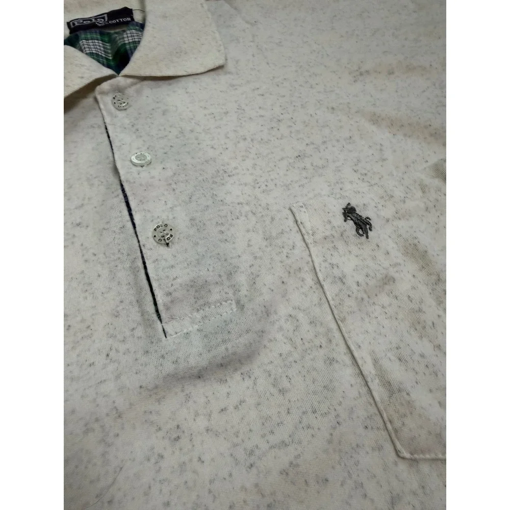 Polo Ralph Lauren Mens vintage‎ Heather Speckled Cotton Pocket Polo Shirt LG